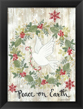 Framed Peace on Earth Wreath Print