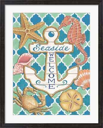 Framed Seaside Welcome Anchor Print