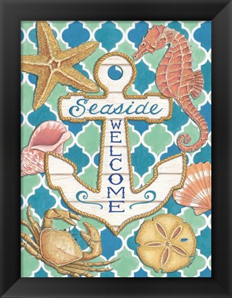 Framed Seaside Welcome Anchor Print