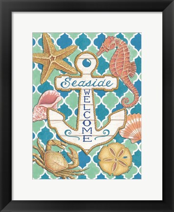 Framed Seaside Welcome Anchor Print