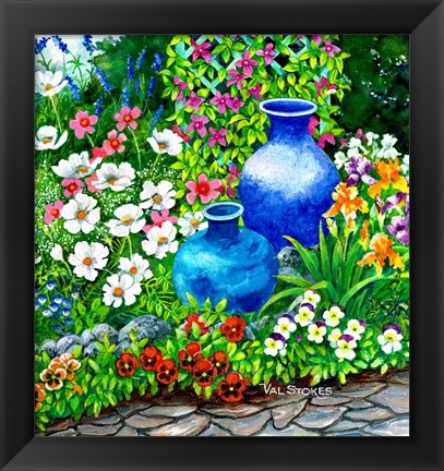 Framed Pots and Pansies Print