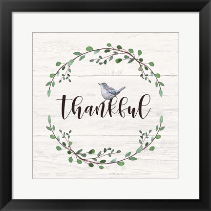 Framed Thankful Sign Print