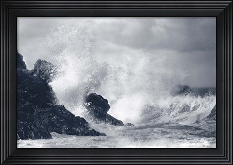 Framed Indigo Crashing Wave Print