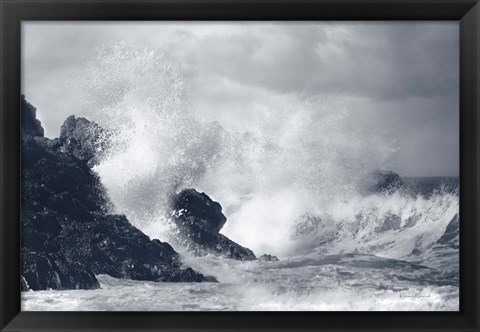 Framed Indigo Crashing Wave Print