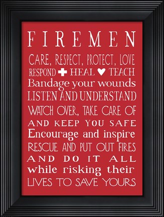 Framed Fireman in Red Print