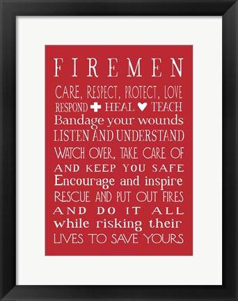 Framed Fireman in Red Print