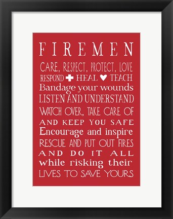 Framed Fireman in Red Print