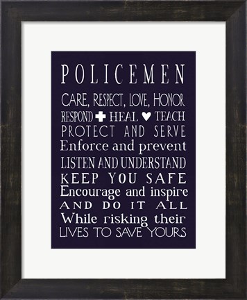 Framed Policeman in Navy Print