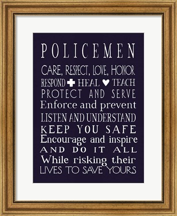 Framed Policeman in Navy Print