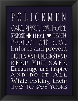 Framed Policeman in Navy Print