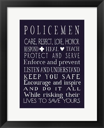 Framed Policeman in Navy Print