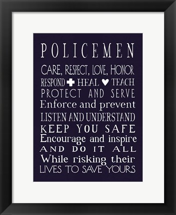 Framed Policeman in Navy Print