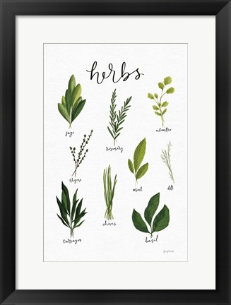 Framed Herbs I White Print