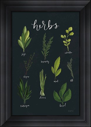 Framed Herbs I Black Print