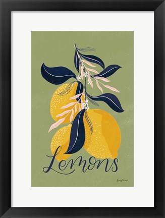 Framed Lemons I Green Print