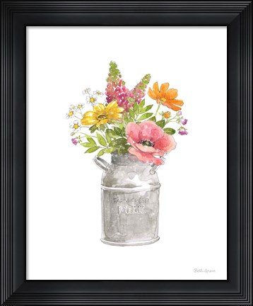 Framed Farmhouse Floral VIII White Print