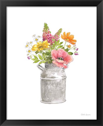 Framed Farmhouse Floral VIII White Print