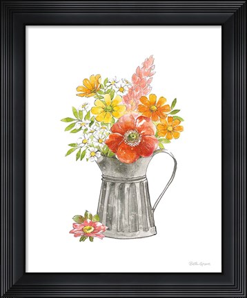 Framed Farmhouse Floral VII White Print