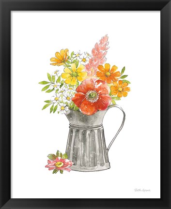 Framed Farmhouse Floral VII White Print