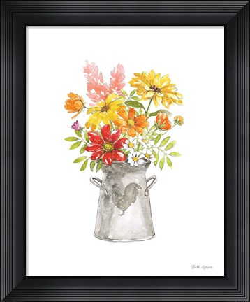 Framed Farmhouse Floral VI White Print