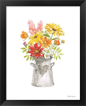 Framed Farmhouse Floral VI White Print