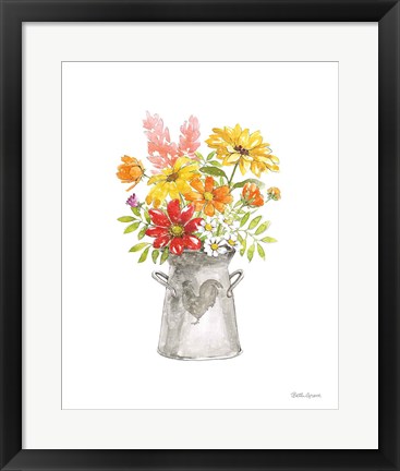 Framed Farmhouse Floral VI White Print