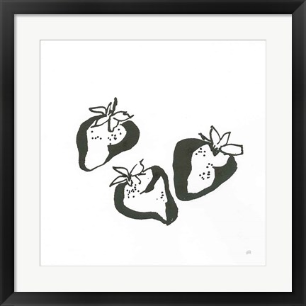 Framed Strawberries BW Print