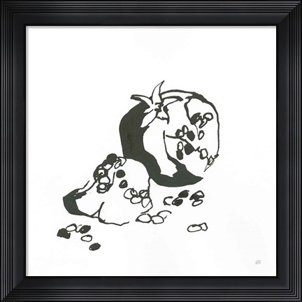 Framed Pomegranate I BW Print