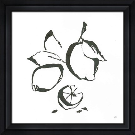 Framed Lemons BW Print
