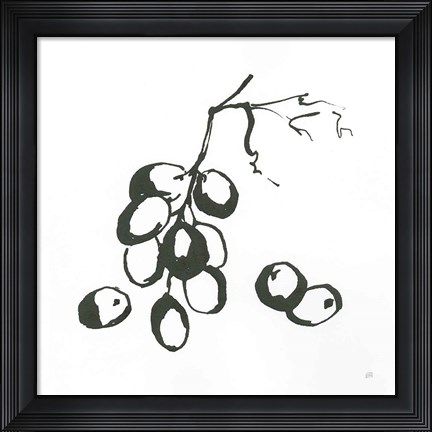 Framed Grapes I BW Print