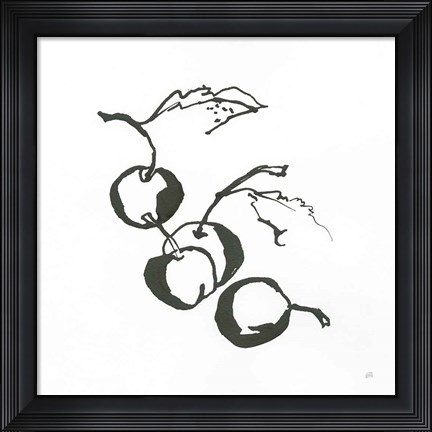 Framed Cherries BW Print