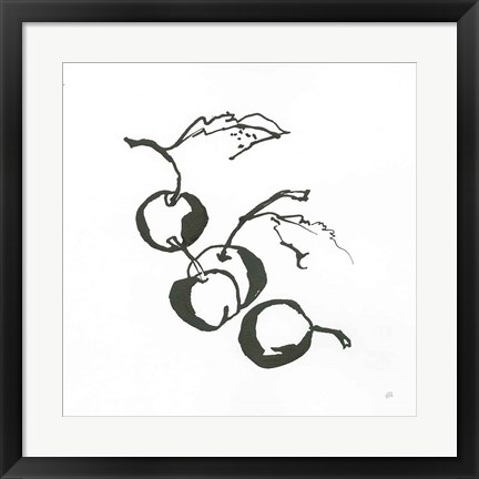 Framed Cherries BW Print