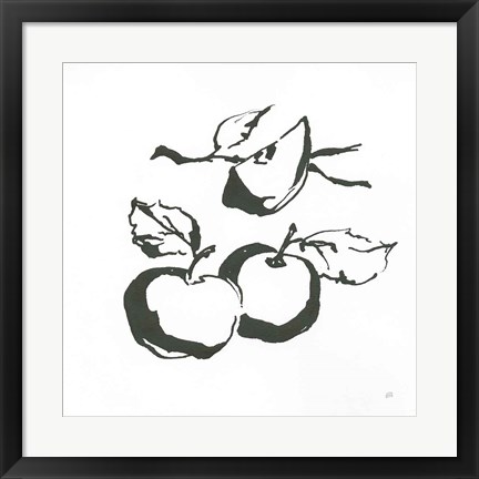 Framed Apples BW Print