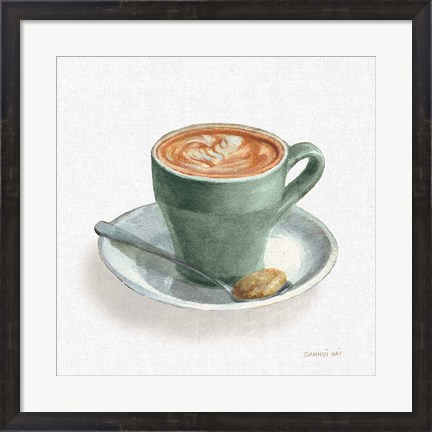 Framed Wake Up Coffee II Linen Sage Print