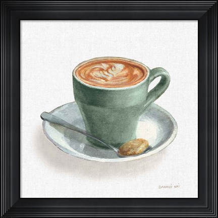 Framed Wake Up Coffee II Linen Sage Print