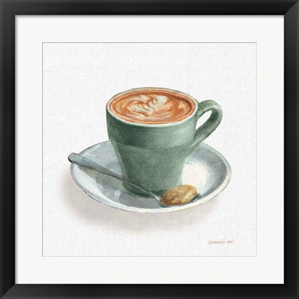 Framed Wake Up Coffee II Linen Sage Print