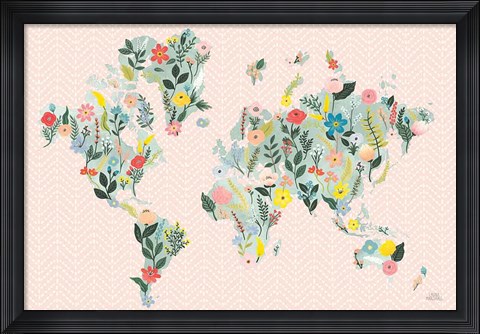 Framed Wild Garden World Blush Print