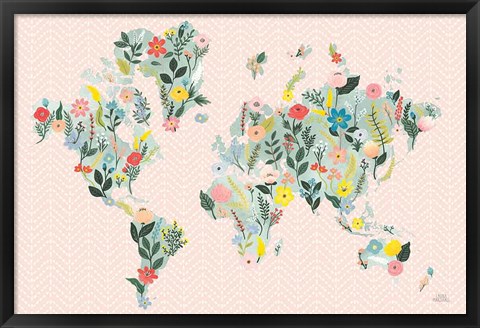 Framed Wild Garden World Blush Print