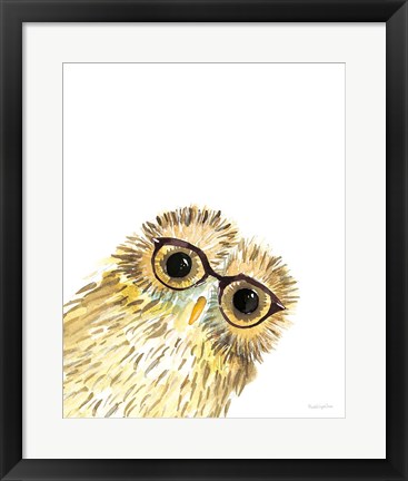 Framed Owl in Glasses Print