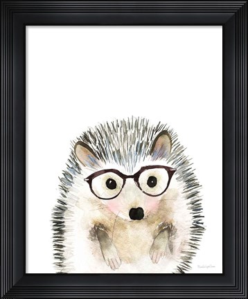 Framed Hedgehog in Glasses Print