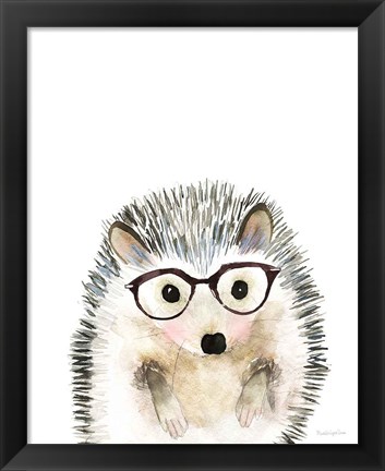 Framed Hedgehog in Glasses Print