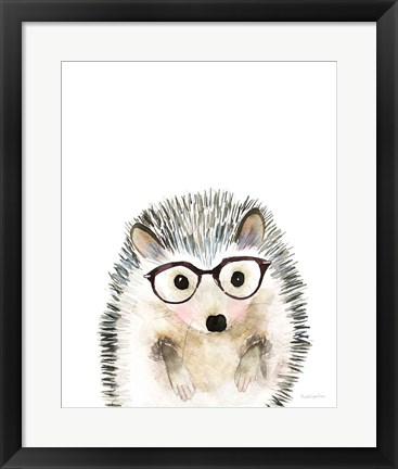 Framed Hedgehog in Glasses Print