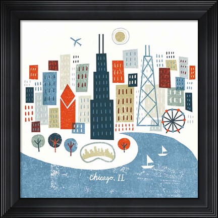 Framed Colorful Chicago Print