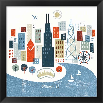 Framed Colorful Chicago Print