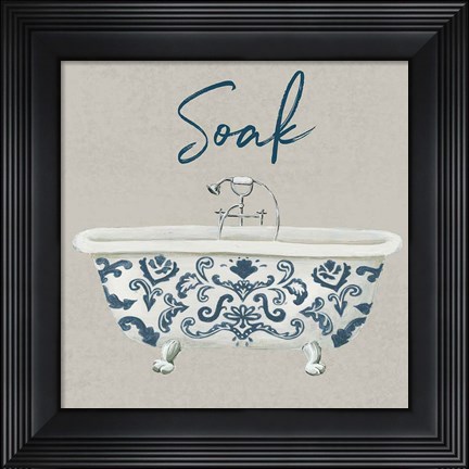 Framed Cottage Bath II Gray Print