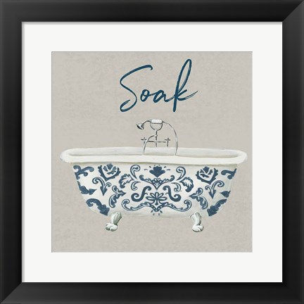 Framed Cottage Bath II Gray Print