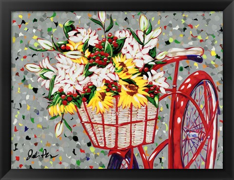 Framed Bicycle Bouquet Print