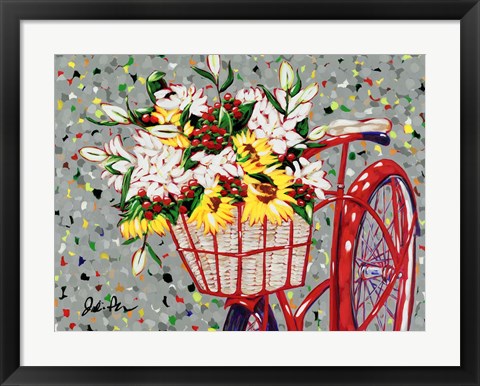 Framed Bicycle Bouquet Print