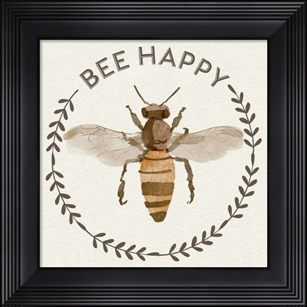 Framed Bee Hive I-Bee Happy Print