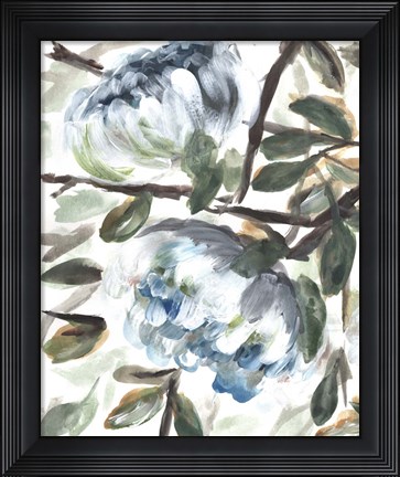 Framed Farmhouse Blue Bush I Print